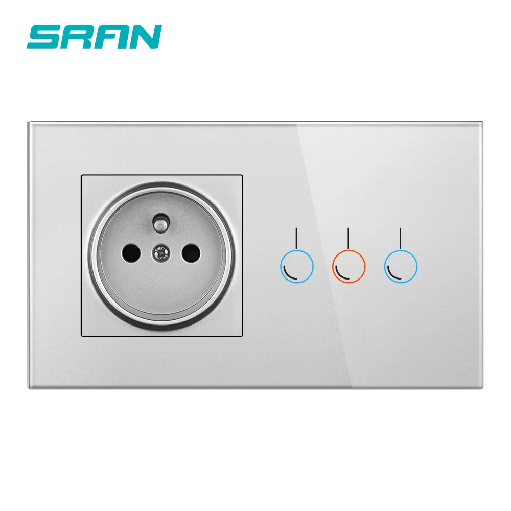 Выключатель сенсорный настенный с высветильник елем 110-250 В 16 А 146*86 | Обустройство