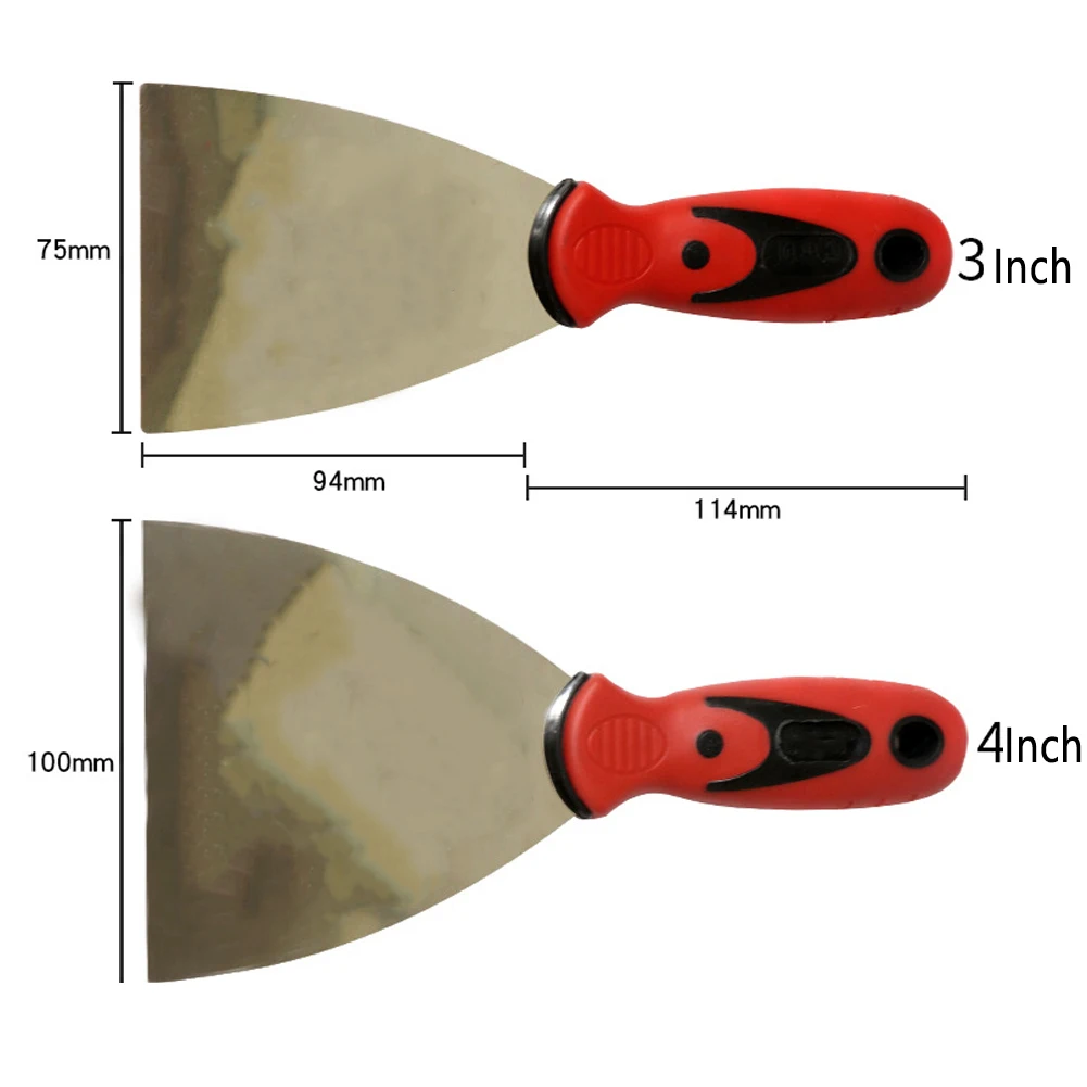 Набор для затирки шпателей и скребков для краски с нержавеющей стальной лезвией, включая сумку для инструментов, с ручкой.