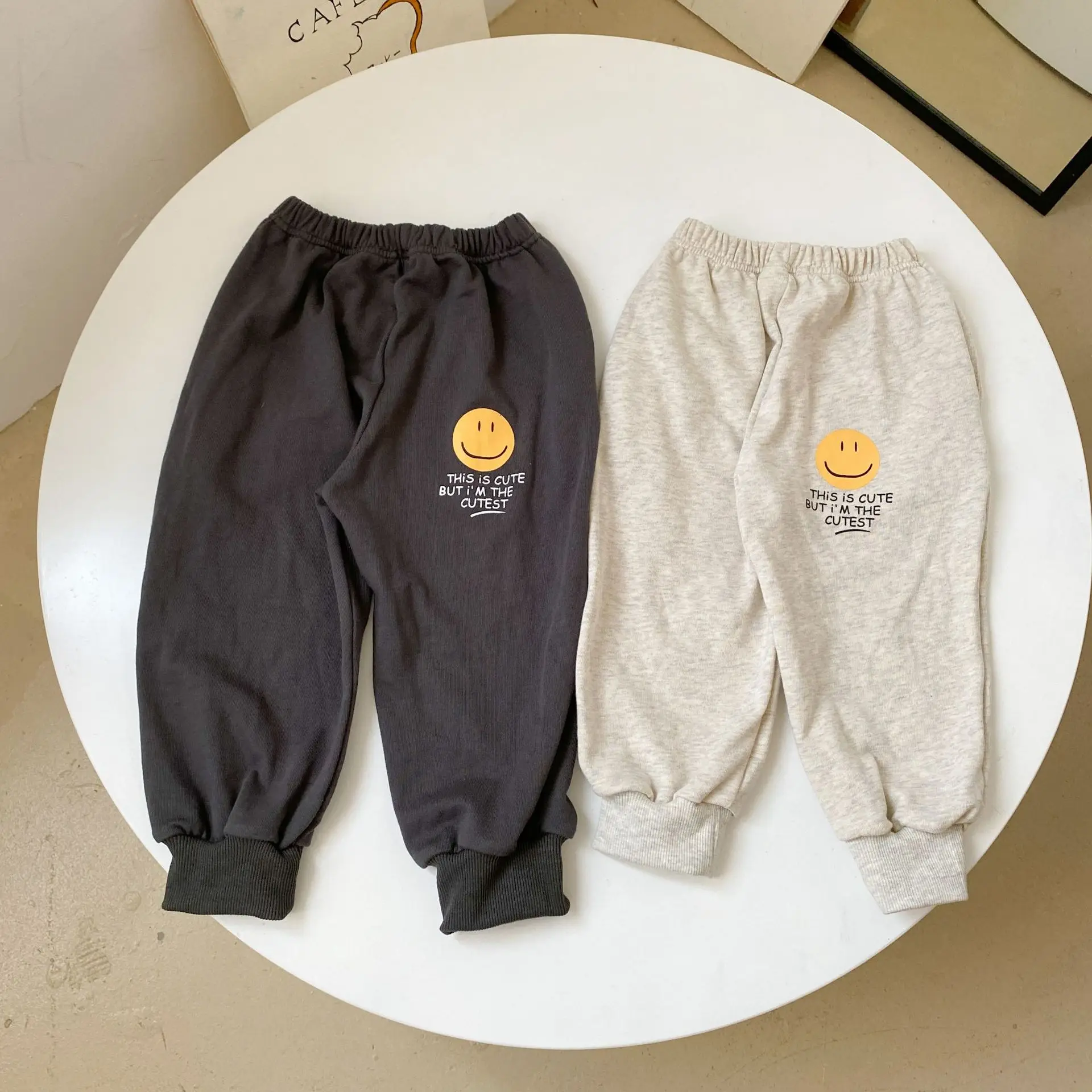 

Kids Boys Girls Smiley Printed Trousers Spring Autumn New Children Cotton Casual Sports Pants Toddler Baby Loose Trousers