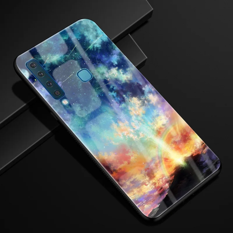 Для samsung A9 чехол A 9 PC Пластиковый стеклянный чехол для телефона черный TPU бампер чехол для samsung Galaxy A9 A920F A920 A9s - Цвет: 38