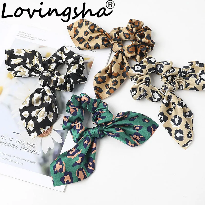 LOVINGSHA леопардовые аксессуары для волос женщин фирменный Женский Галстук женские