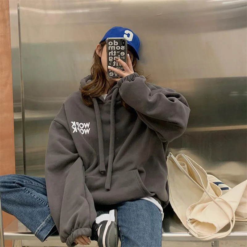 Женский свитер с капюшоном зеленый плюшевый Свободный Длинный пуловер средней