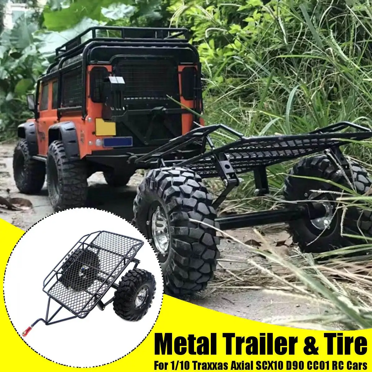 

1:10 металлический прицеп Rock Crawler и шина, металлический прицеп «сделай сам», ковшовый прицеп, поддельный прицеп для 1/10 Axial SCX10 D90 CC01 RC Rock Crawler