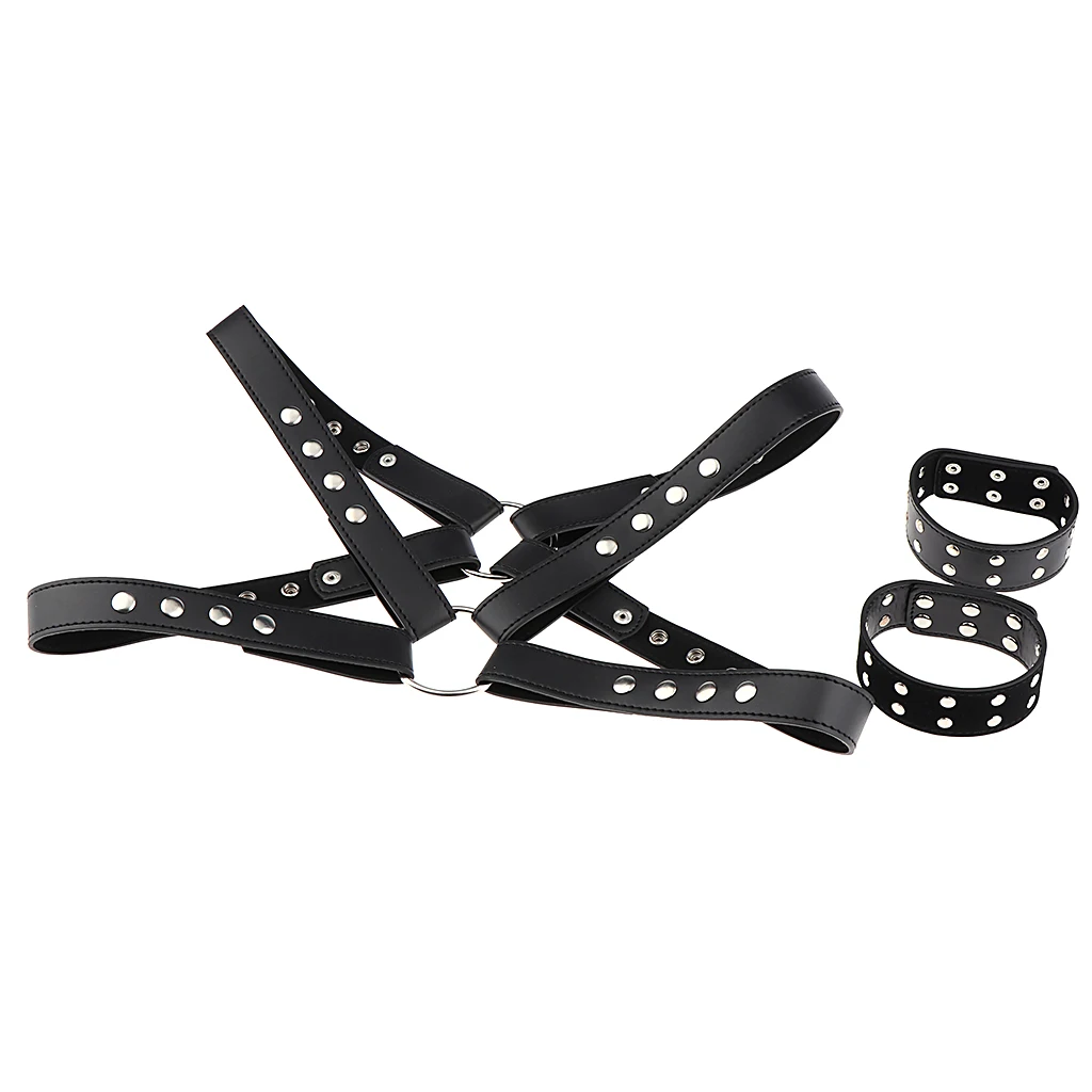 Черный нагрудный ремень для тела панк готика из искусственной кожи с кольца