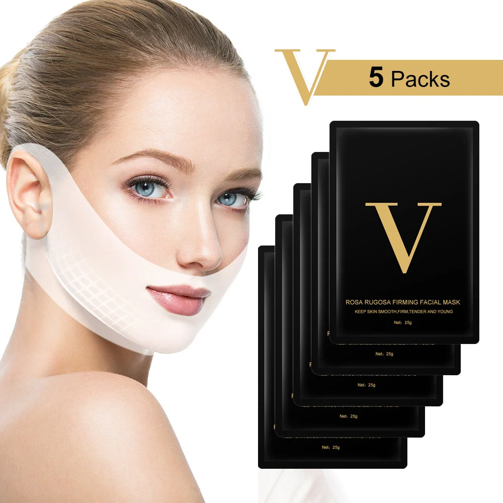 

5pcs 10pcs Lots Face Masks V Line Shaper Double Chin Wrinkle Remover Sheets Moisturizing Facial Lifting Mask Bandage Korean Care