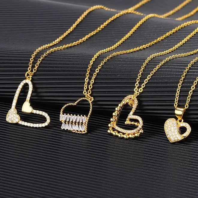 

Romantic Simple Big Small Heart-shaped Necklace Exquisite Crystal Zircon Pendant Clavicle Choker Chain Women's Wedding Jewelry