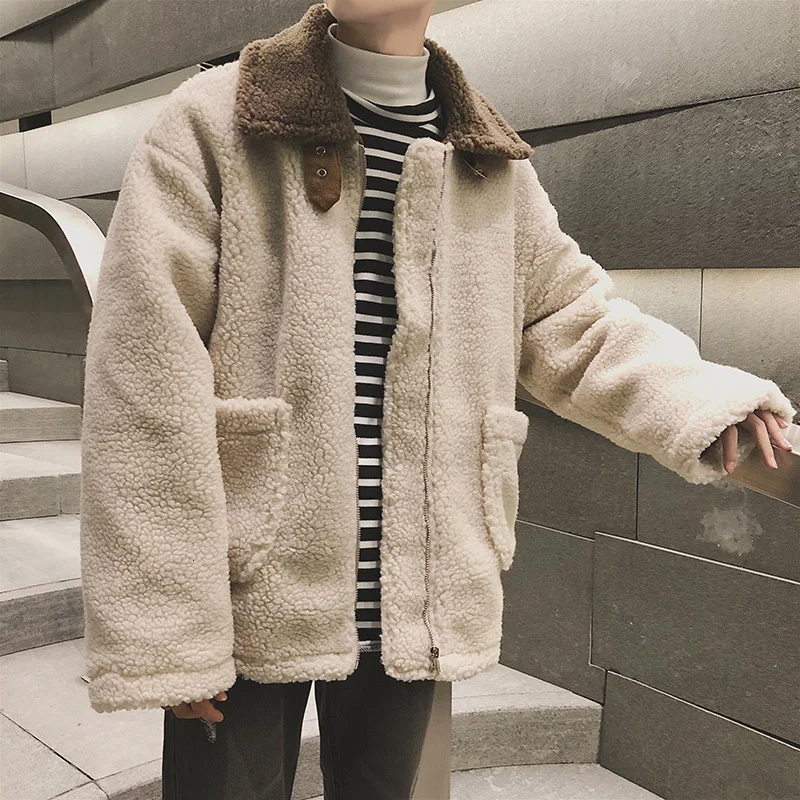 2019 зимние мужские сохраняющие тепло белые парки куртки одежда из овечьей шерсти