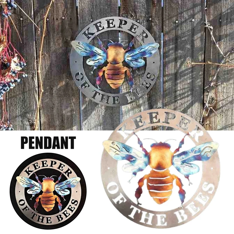 

Colorful Color Bee Guardians Wall Courtyard Metal Art,keeper Of The Bees Creative Metal Statue Home Living Room Garden Ornaments