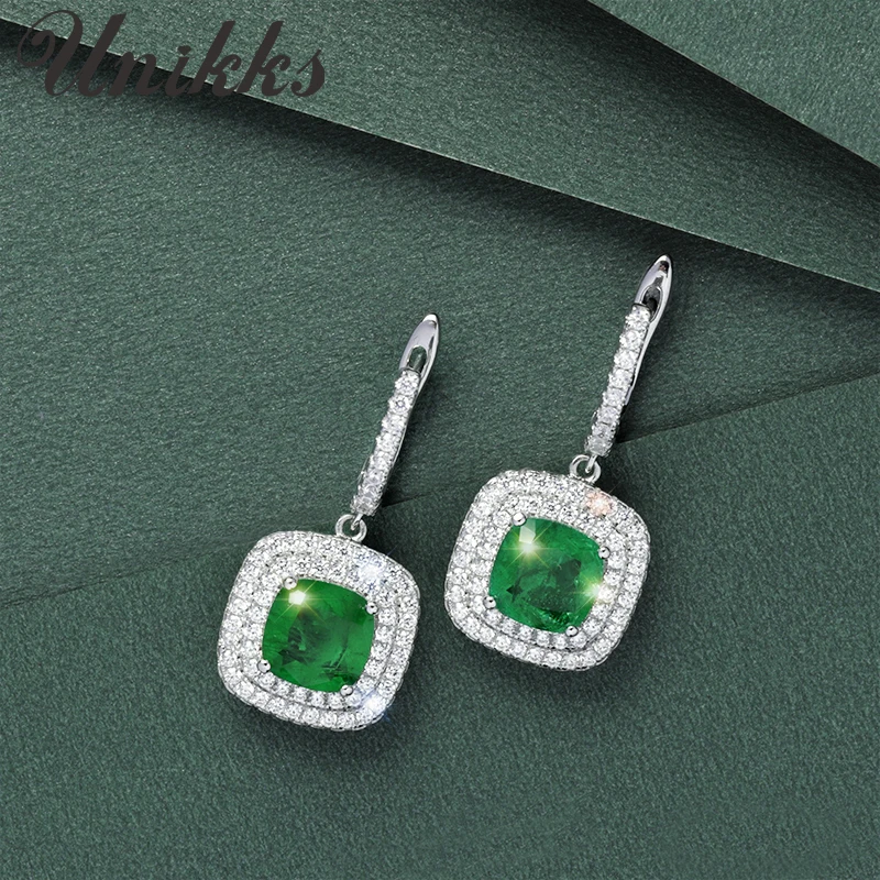 

High-end imported emerald earrings 925 sterling silver emerald earrings female temperament dinner