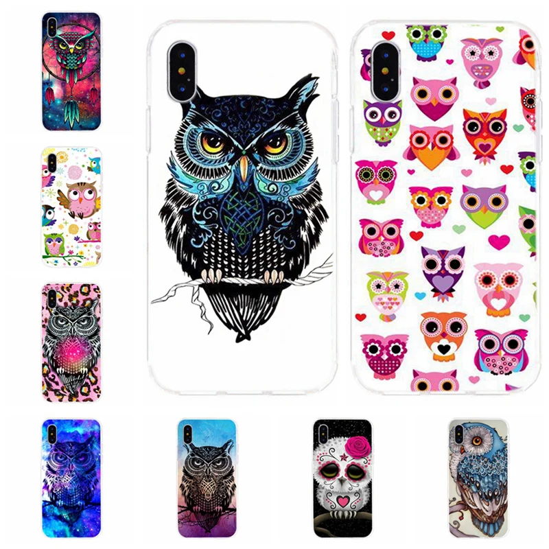 Для iPhone X XS XR чехол мягкий Tpu Тигр филин Роза узор окрашенные Телефон для iphone 6 7 8 Plus