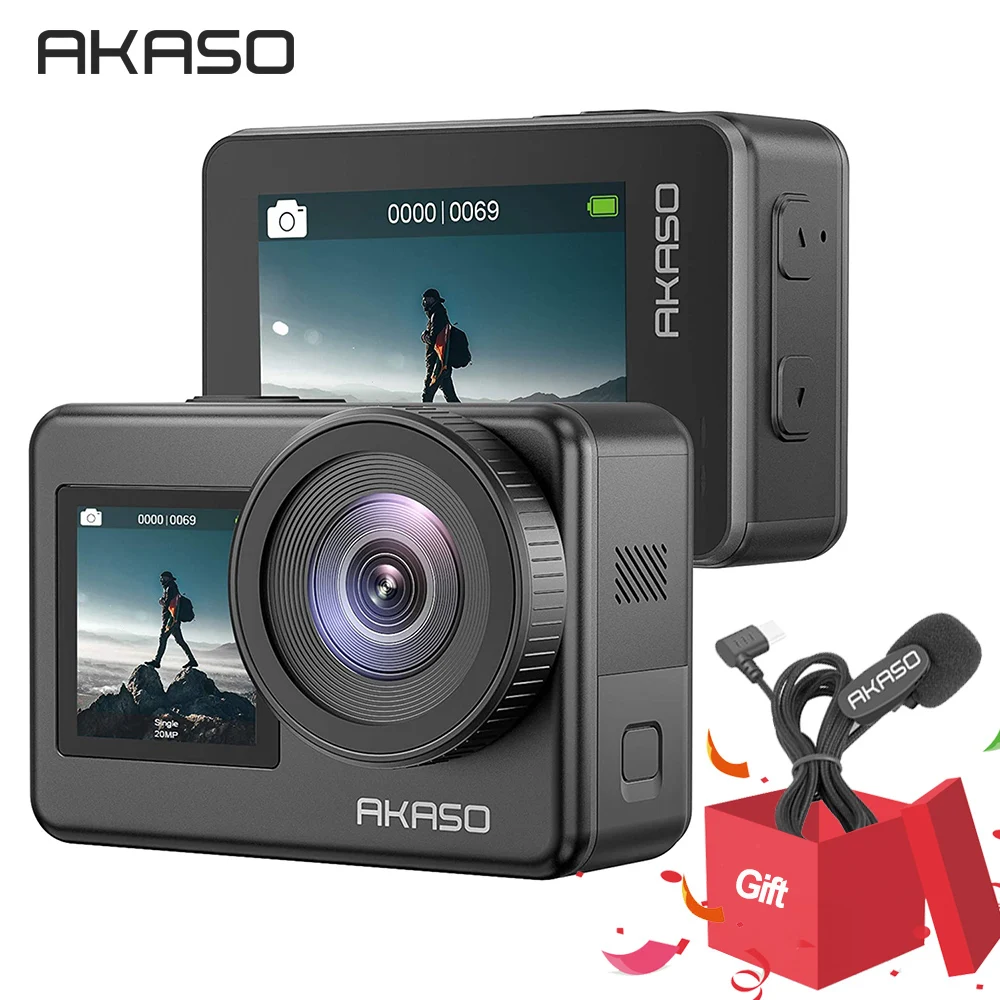 AKASO Храбрый 7 4K30FPS 20MP Wi-Fi экшн-Камера сенсорный Экран Vlog Камера EIS 2,0 зум голос Управление Водонепроницаемый Камера поддержка микрофона - изображение