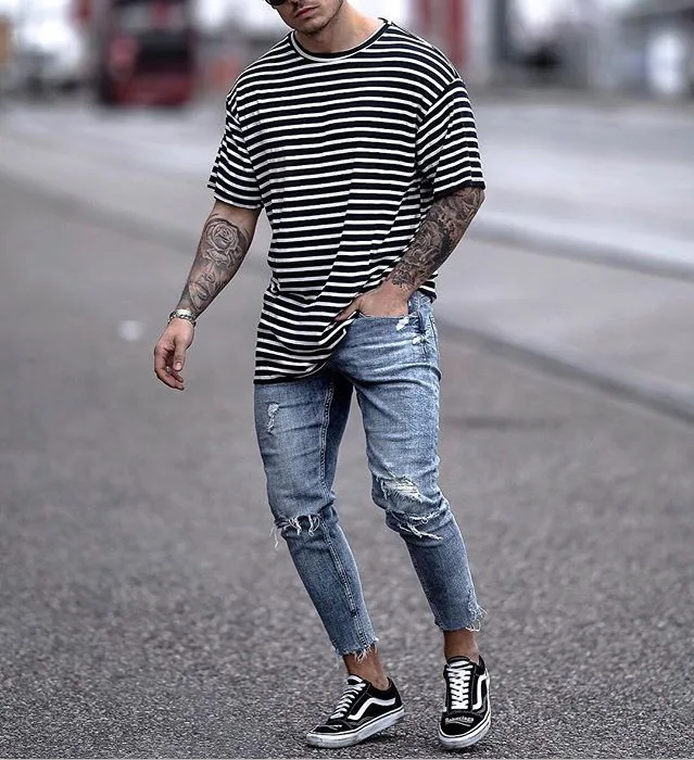 

Cross Border Men's Jeans New Holes Amazon Popular Men's Capris