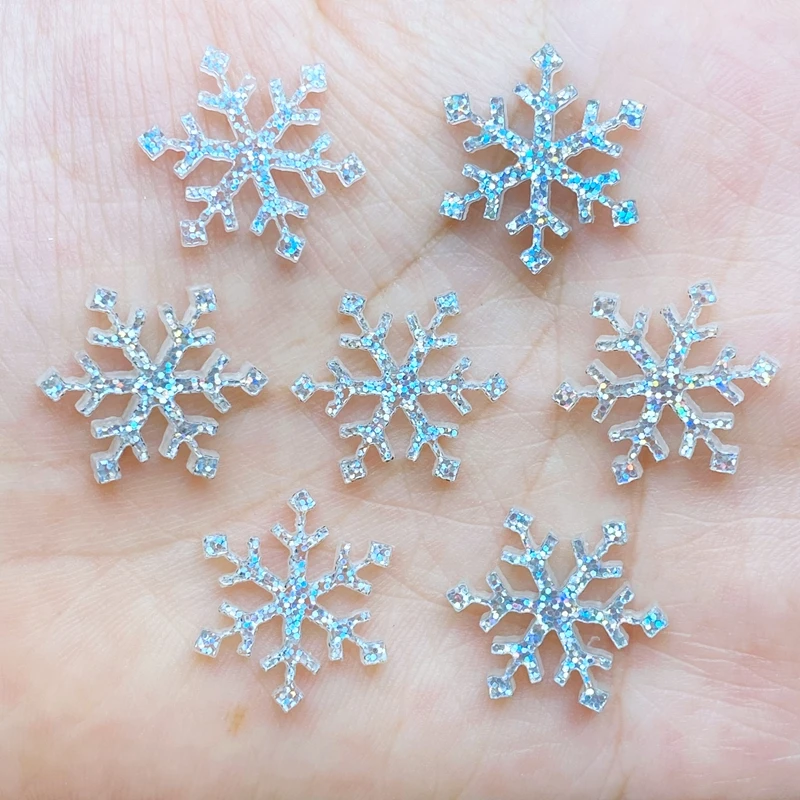 20Pcs New Cute 17mm Resin Mini Shining Snowflakes Flat Back Cabochons Scrapbooking DIY Jewelry Craft Decoration Accessories Q57 images - 6