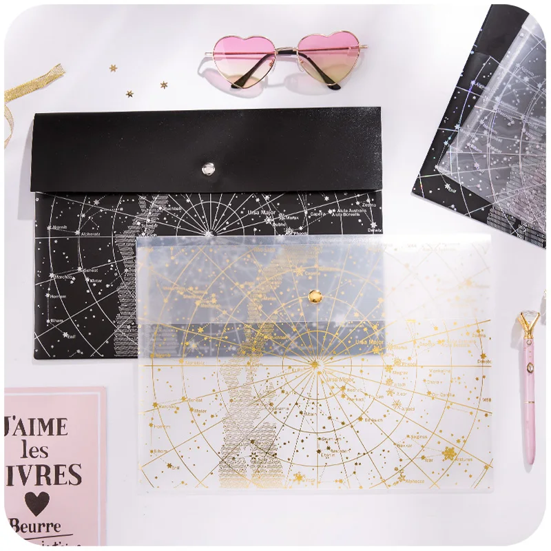 Креативная папка для документов с изображением звездного неба А4 матовая черная