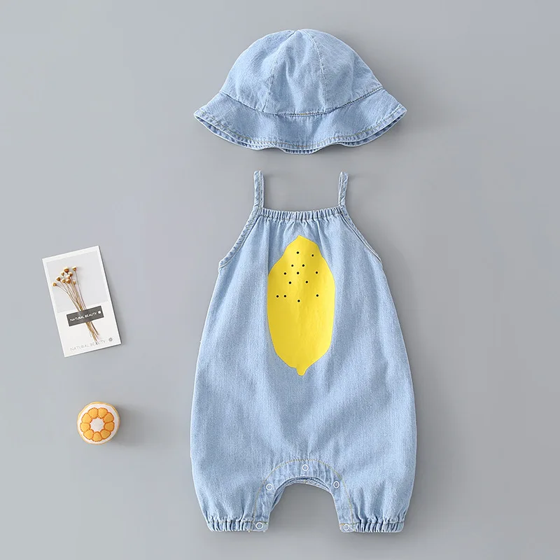 

YG brand children's summer jumpsuit, fashion denim coat, baby's thin sling, baby's crawling clothes