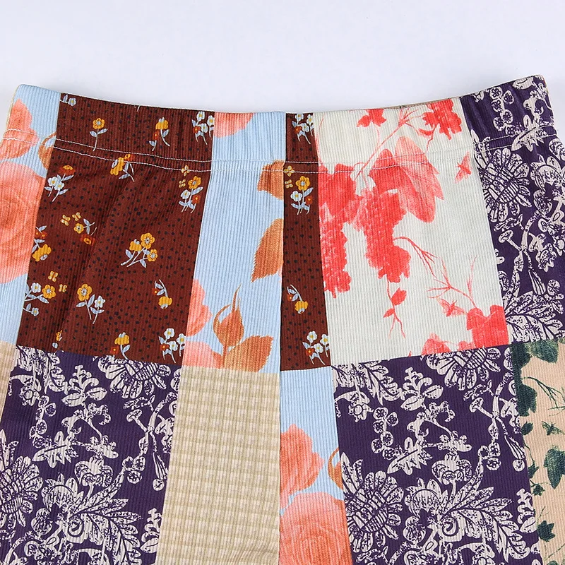 

Summer Vintage Gothic High Waist Women Flare Pants EGirl Aesthetic Harajuku Floral Print Straight Trousers Fashion Streetwear