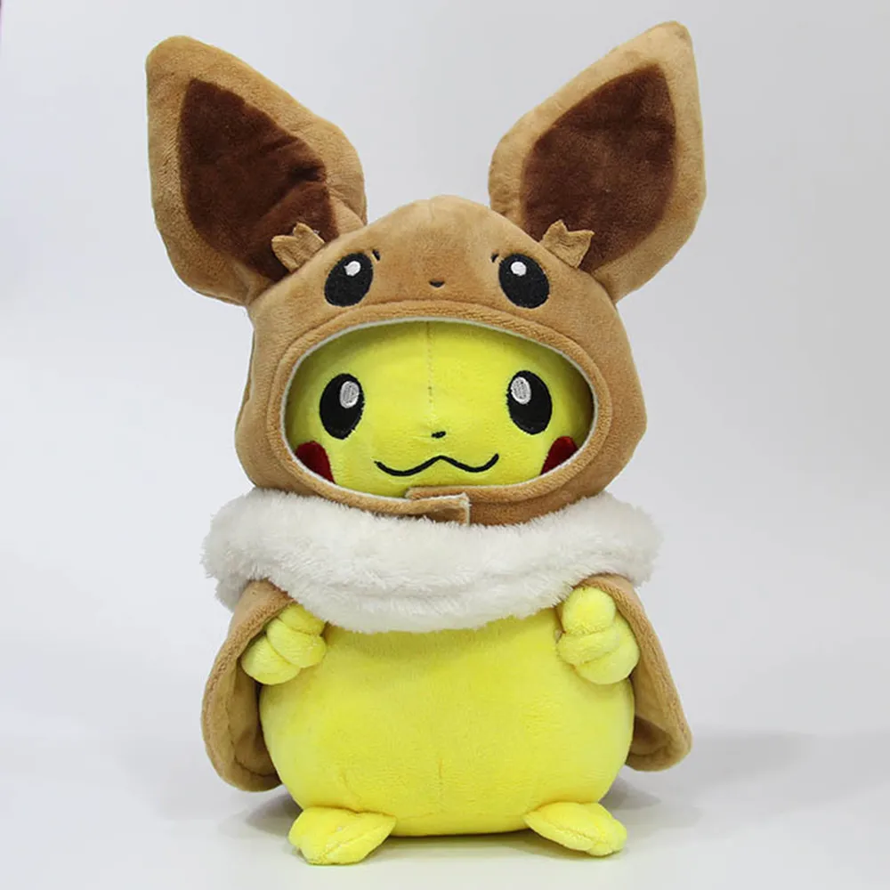 Косплей Покемон Карманный Монстр 28 см Пикачу Eevee плюшевые мягкие куклы с плащом Cos