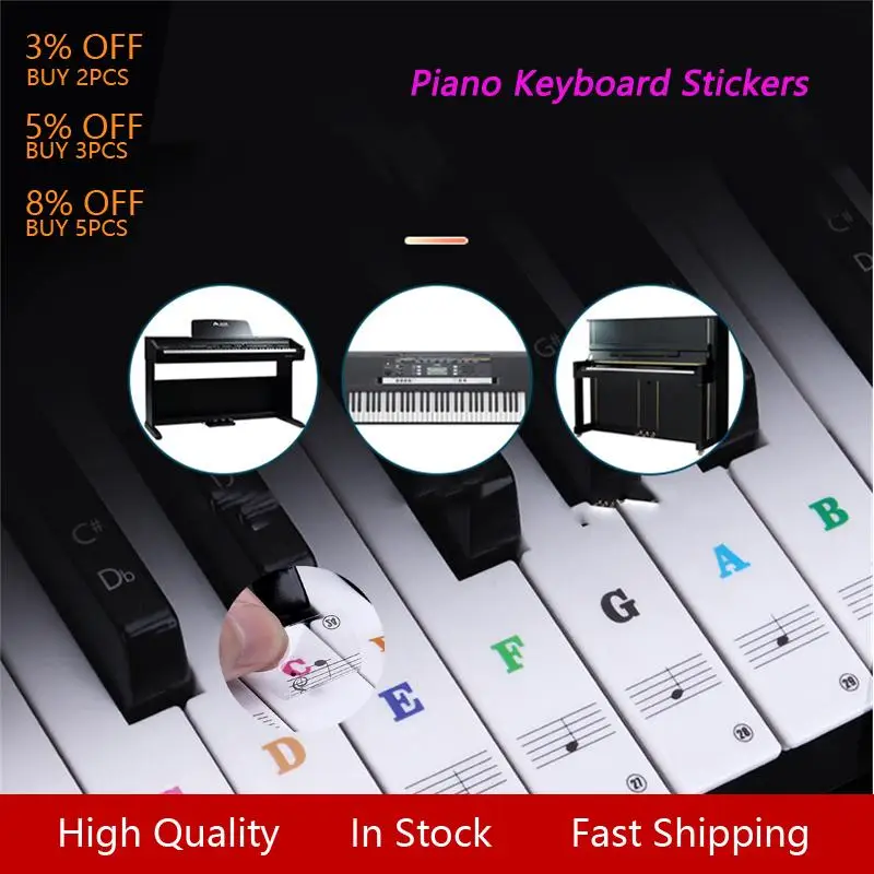 

61/88 цветов, наклейка на клавиатуру, электронная клавиатура, клавиатура, пианино, стикер для нот, символ, фотография, для белых клавиш