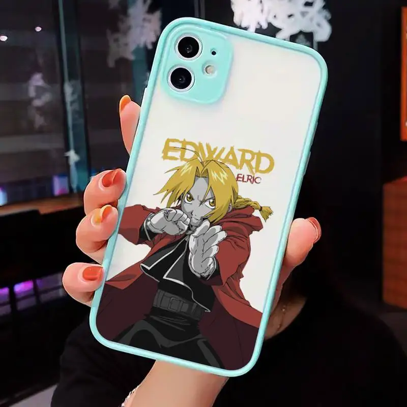

Fullmetal Alchemist Brotherhood Phone Cases Matte transparent For blue iPhone 12 Mini 11 Pro XR XS Max 7 8 Plus X Back Cover