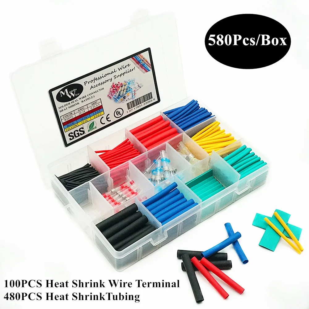 580 шт самоприпоя провода соединители и термоусадочные трубки комплект
