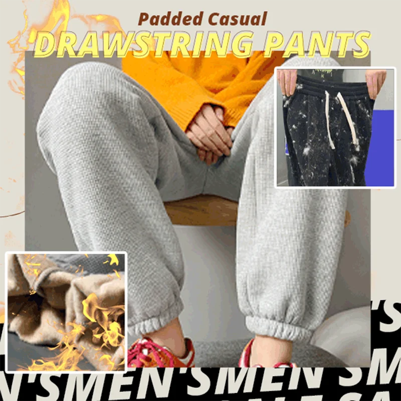

Padded Casual Drawstring Pants Sweatpants Winter Warm Comfortable Full Length Pants For Women Men NOV99