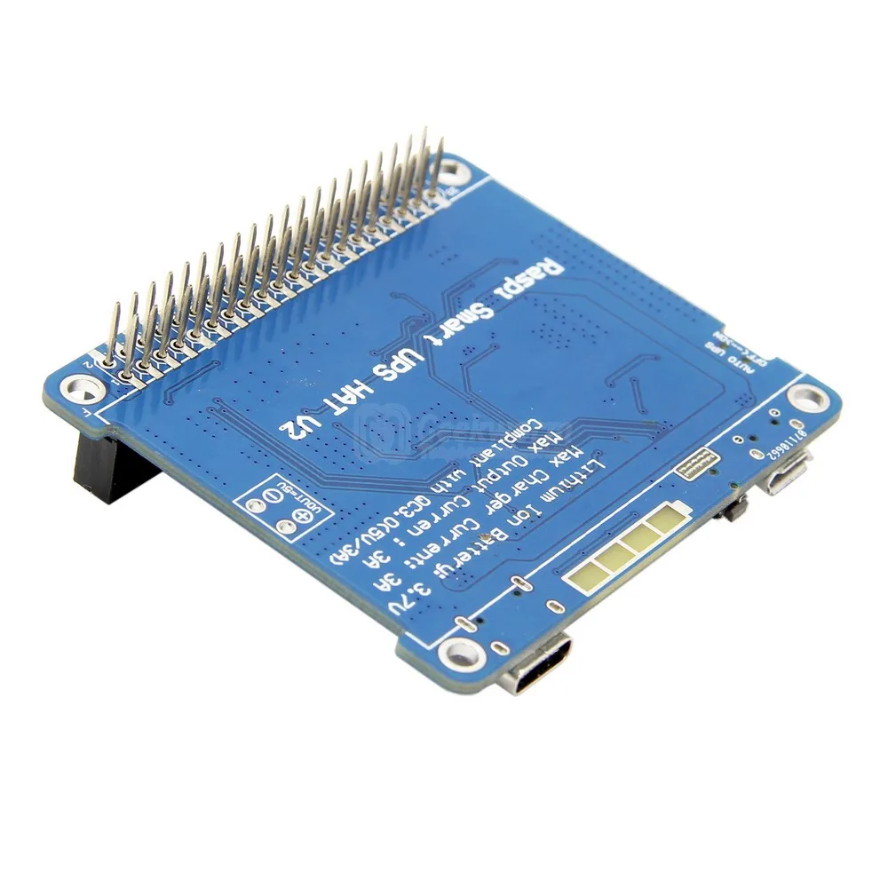 Raspberry Pi 4 Модель B/3B+/3B UPS HAT 2 с тип-c, литий-ионный аккумулятор источник питания плата расширения(без батареи