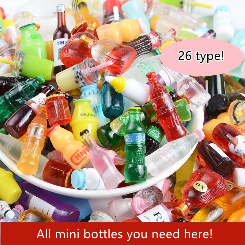 112 mini water bottle resin juice beer bottle for doll house miniature kids gift toys home decoration accessories free global shipping