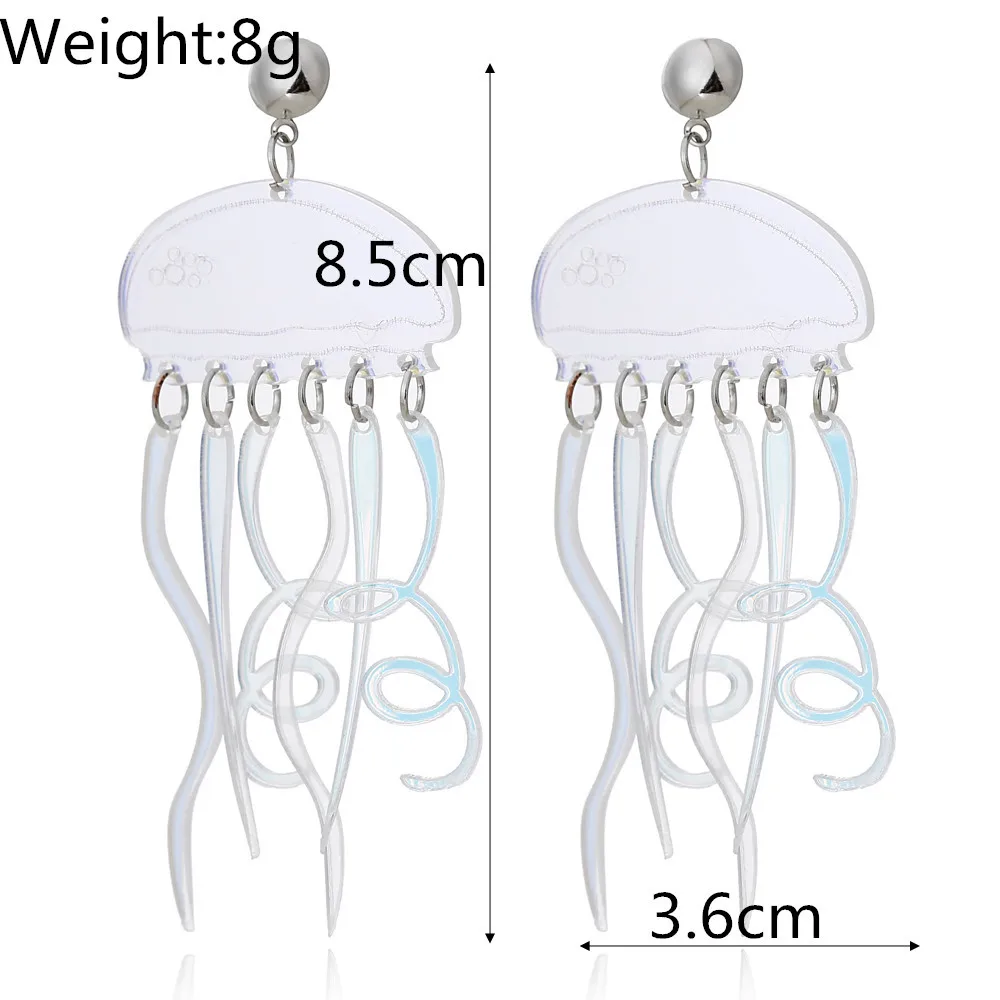 Transparent Acrylic Jellyfish Drop Earrings allochroic Scaleph Statement Dangle Marine Organism Imitation Jewelry | Украшения и