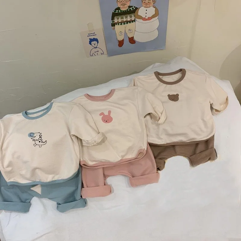 

Spring and Autumn Long-sleeved T-shirt Top Big PP Pants Suit Toddler Children Boys and Girls Baby Cartoon Leisure Clothes Sets