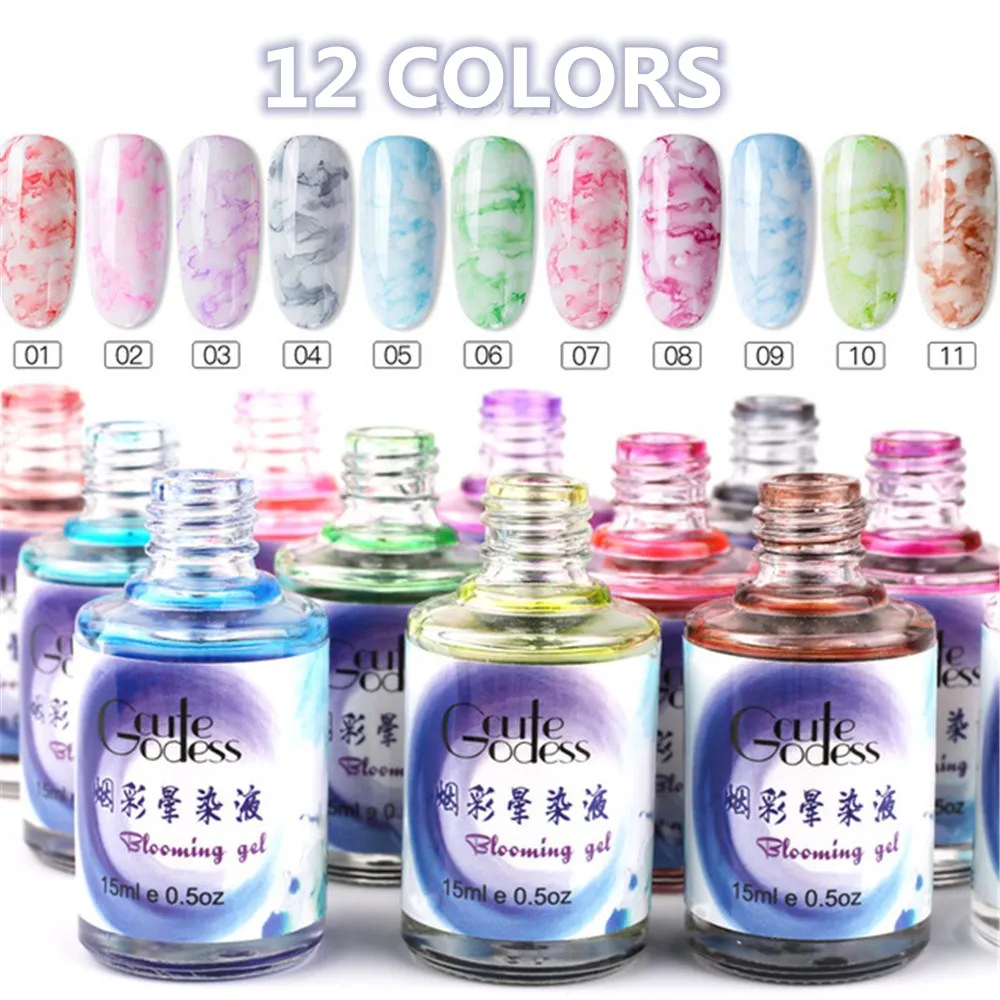 Акварельные чернила для ногтей 15 мл гель с рисунком цветения дымчатый эффект