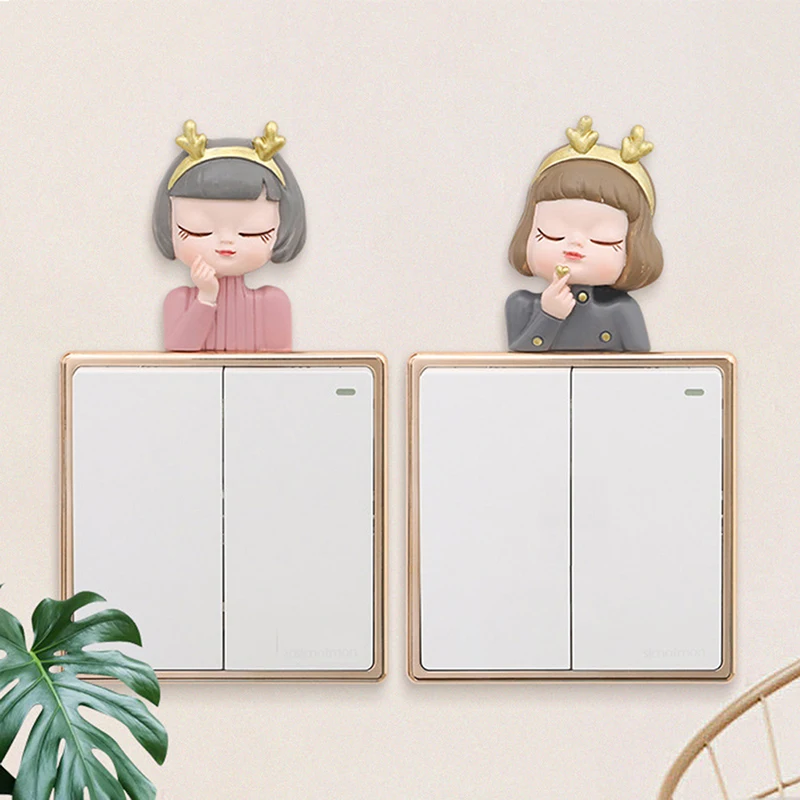 

DIY Light Luxury Small Lolita Wall Stickers Cute Switch Stickers Wall Stickers Home Living Room Bedroom Bathroom Home Decoration
