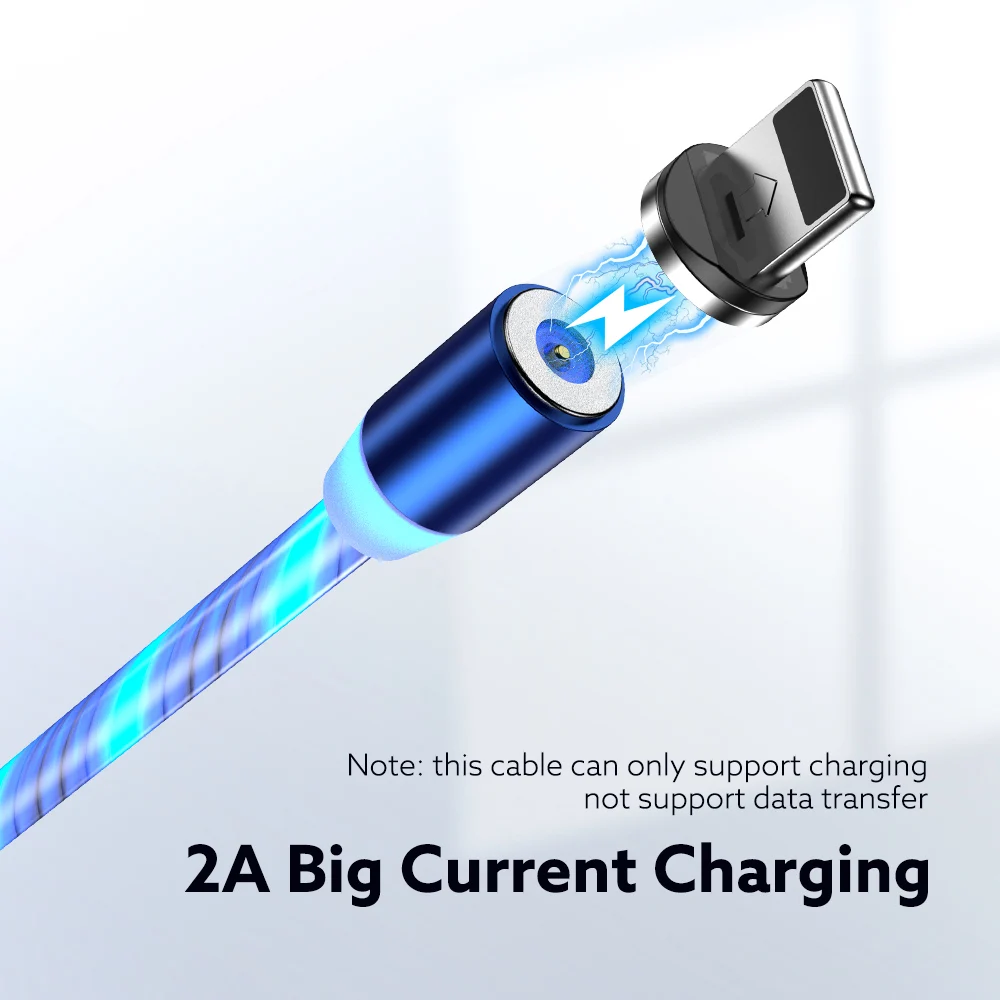 Магнитный кабель RAXFLY Micro USB Type C для iPhone Lighting Kabel 1 м светящийся мобильный телефон