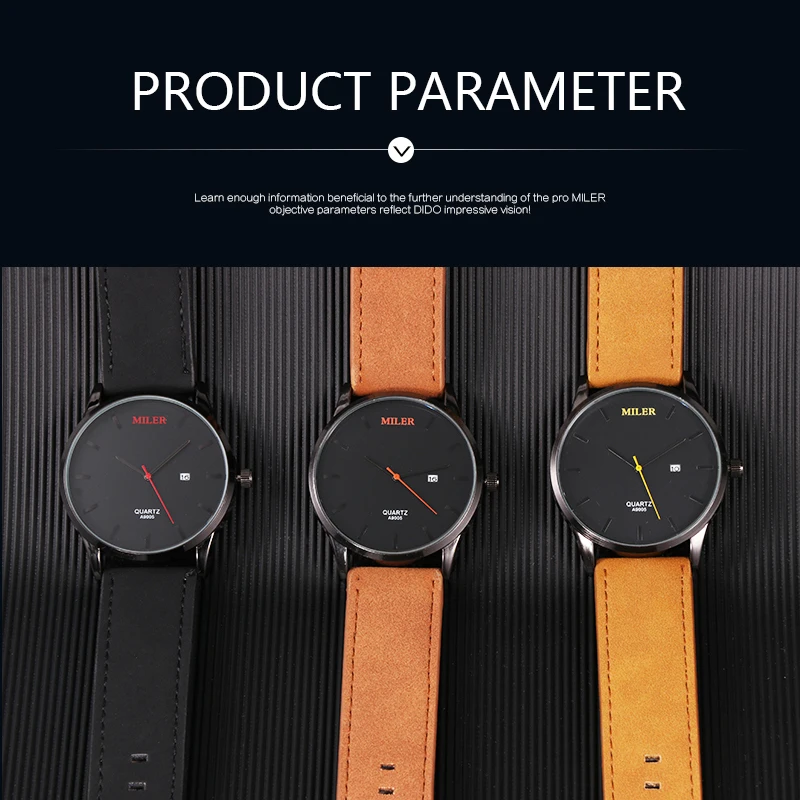 

MILER Men Watches Fashion Minimalism Casual Men Watches Leather Band Auto Date Quartz Wristwatches Montre Homme Reloj Hombre