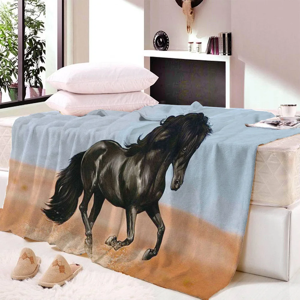 Животное Лошадь пледы одеяло плакат взрослых носимых плюшевых мальчиков мягкие