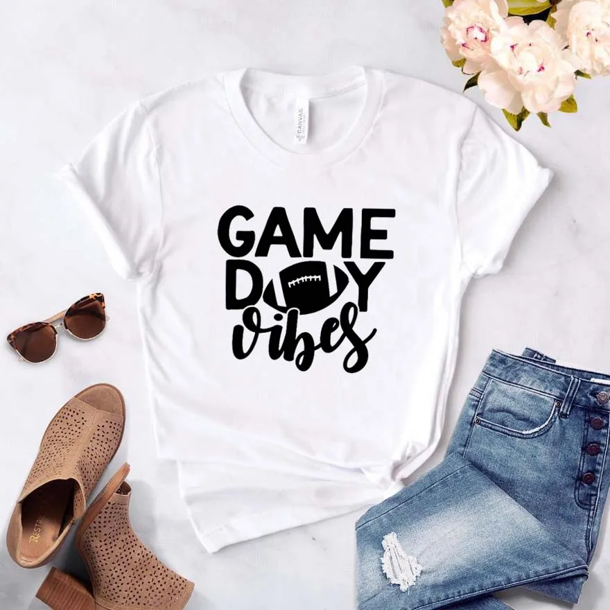 

Women T Shirt Game Day Vibes Print Tshirt Women Short Sleeve O Neck Loose T-shirt Ladies Summer Causal Tee Shirt Clothes Tops