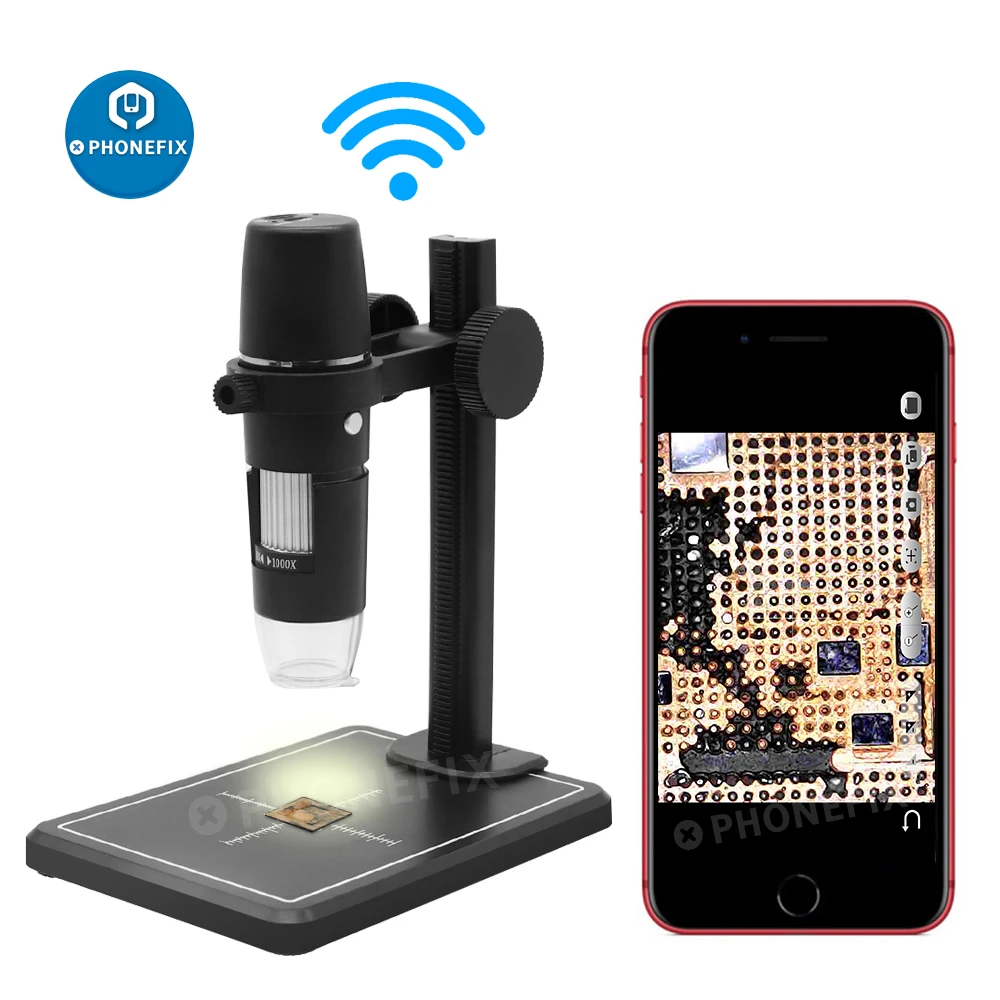 

1000X Digital Microscope HD LED USB WiFi Mobile Phone Video Microscope Camera for iPhone iPad PC Smartphone PCB Inspection Tool