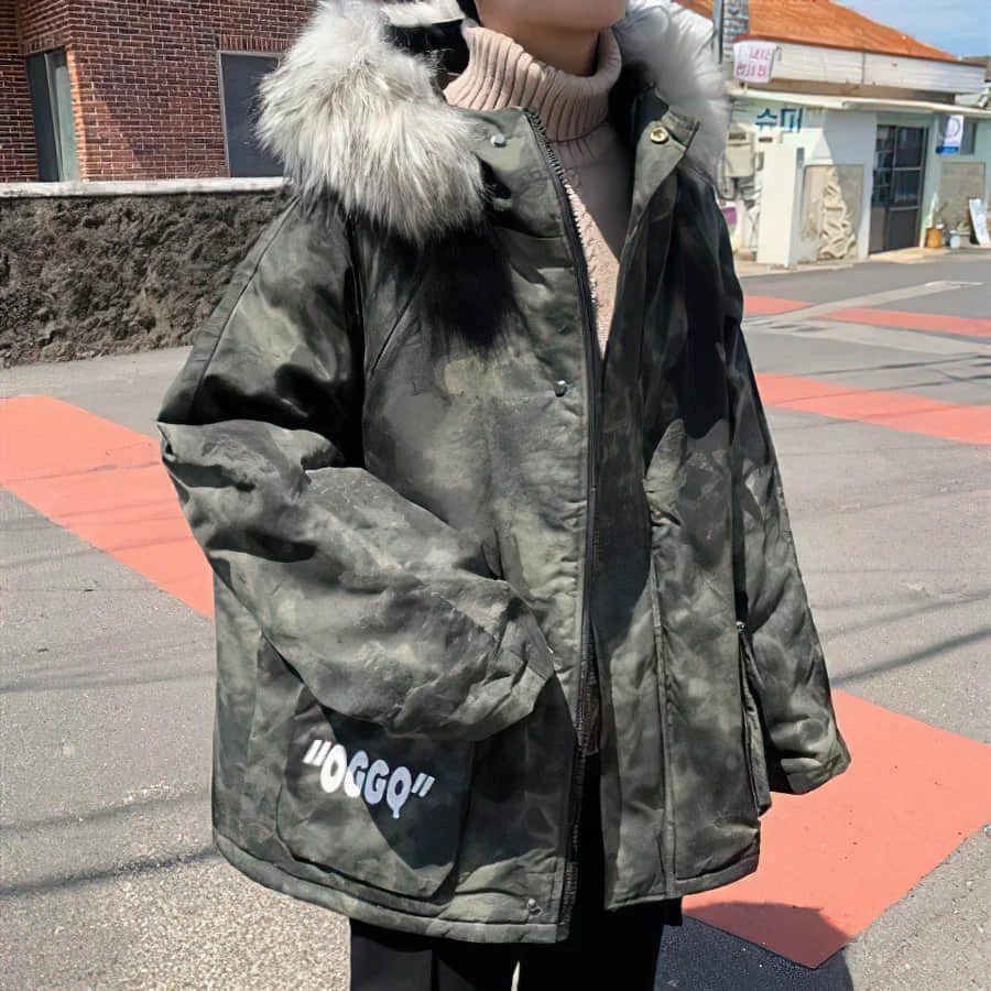 

Winter Jackets Men Camouflage Coat Preppy Style Thicken Clothes Tops Women Jacket Workwear Unisex Jacket