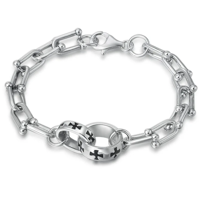 Подлинный 925 пробы серебряный крест простой браслет цепочка модный тренд