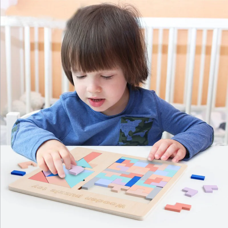 Saizhi 3 в 1 Деревянный Tangram головоломка игрушки тетрис игра дошкольного волшебства