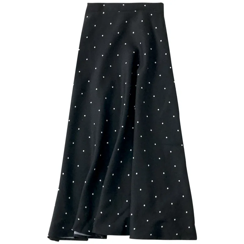 

NEW chiffon polka dot women skirts summer new high waist A-line knee-length office lady elegant skirts top quality