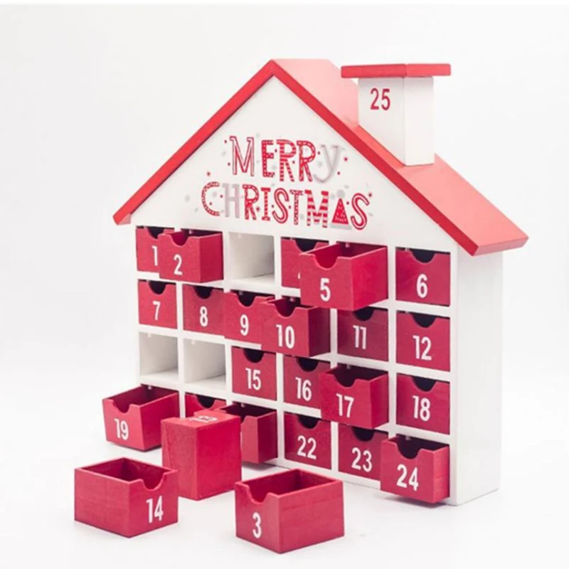 Рождественский домик в форме рождественского календаря деревянный ящик для