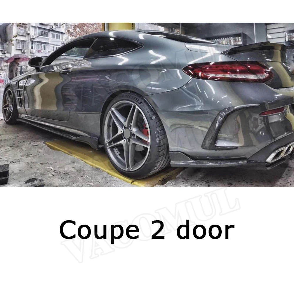 Углеродного волокна диффузор, губа на задний бампер сплиттер для Mercedes Benz C class W205 C205 C180 C200 C300 C63 купе