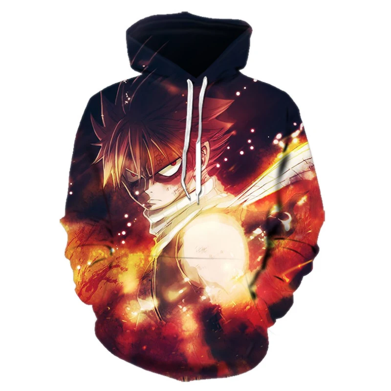 Толстовка с капюшоном изображением героев аниме Фея хвост | Мужская одежда