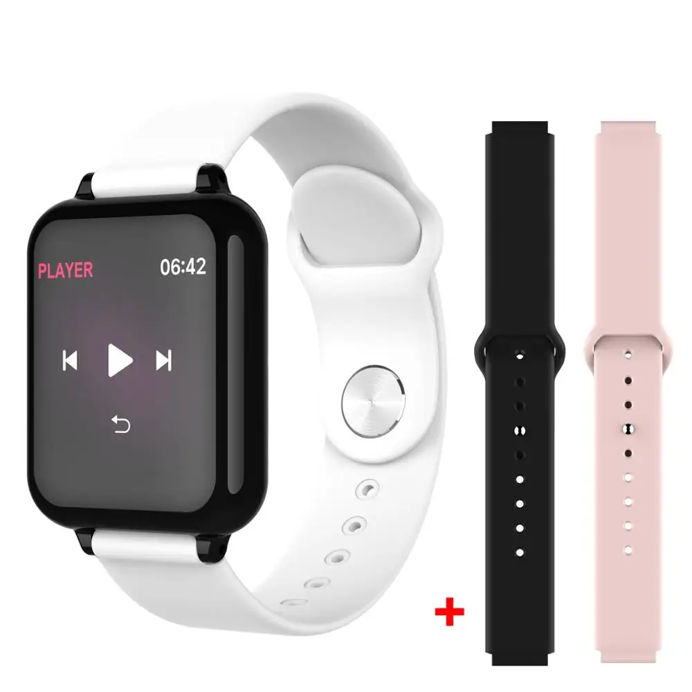 white pink black LEMDIOE b57 Смарт-часы для мужчин и женщин, мониторинг сердечного ритма, кровяного давления, напоминание о звонках, водонепроницаемый фитнес-трекер - Цвет: white pink black