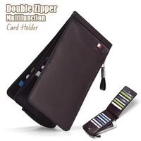 double zipper multifunction card holder non scan metal wallet coin purse male business card holder carteira masculina billetera