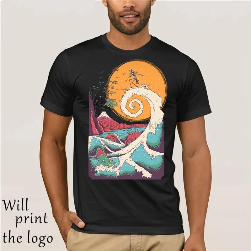 

For Man Surf Nightmare Before Christmas T Shirt Leisure Camiseta 100% Cotton Short-sleeved Top design