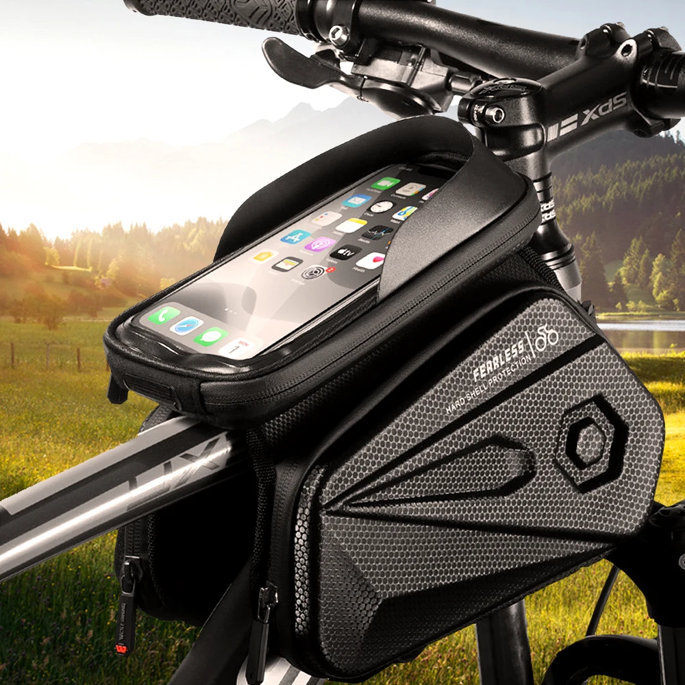 

WEST BIKING 1.2L вместительная Жесткая Сумка для горного велосипеда, Сумка с передним светом, сумка на верхнюю трубу велосипеда, седельная сумка, в...