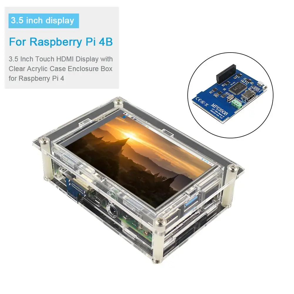 Сенсорный экран 3 5 дюйма HDMI + акриловый чехол для Raspberry Pi 4|Мониторы| |