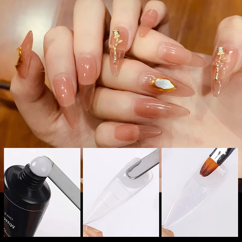 100 Pcs/Set Fake Nails Tip Mould Accessories for Decoration 2021 Fashion False Nail Tips Molds with Glue for Extension images - 6