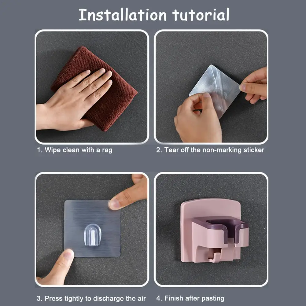 

High Quality Wall-mounted Hair Dryer Holder Storage Organizer For Hairdryer Shelf ABS Bathroom Shelf Hairdryer Holder Rack